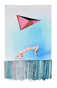 Textile art, embroidery, print, sprayed dye