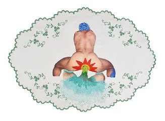 Self portrait, erotic art, gay sex, homoerotica, print, embroidery